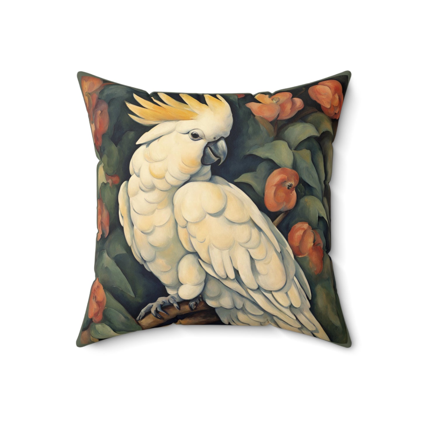 Cockatoo Art Faux Suede Square Throw Pillow for Couch Sofa Bed