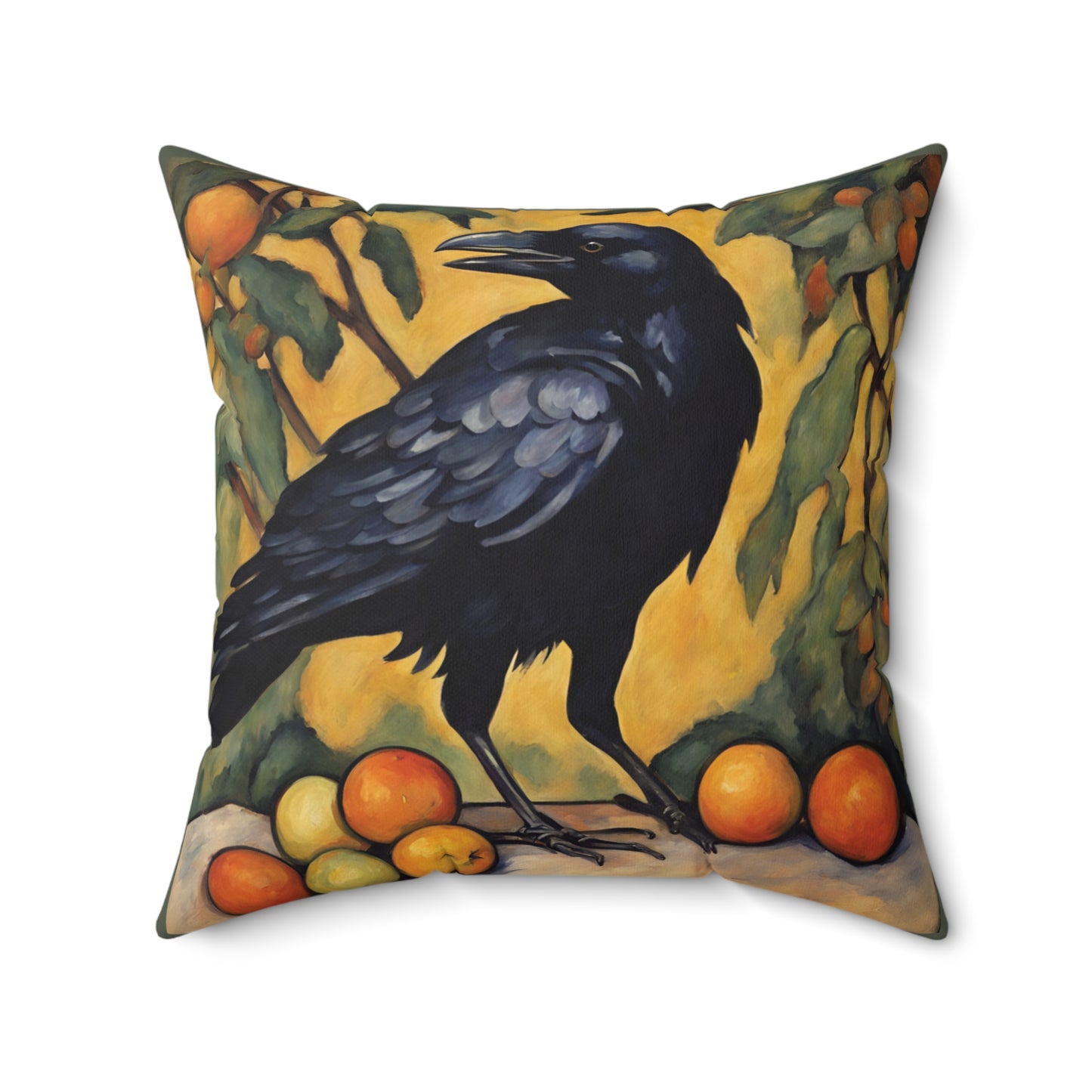 Crow Raven Art Faux Suede Square Throw Pillow for Couch Sofa Bed