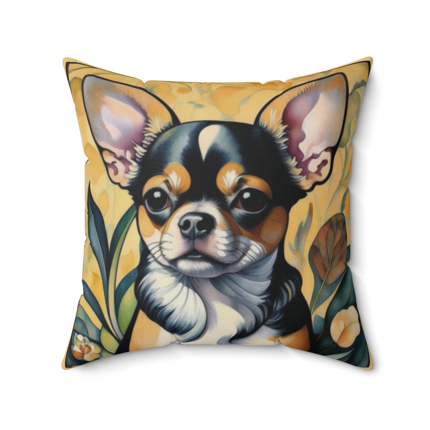 Chihuahua Dog Art Faux Suede Square Throw Pillow for Couch Sofa Bed