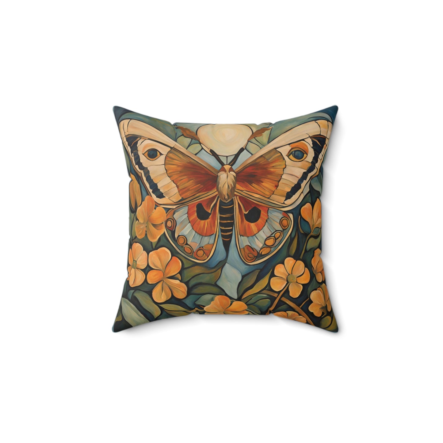 Moth Art Faux Suede Square Throw Pillow for Couch Sofa Bed