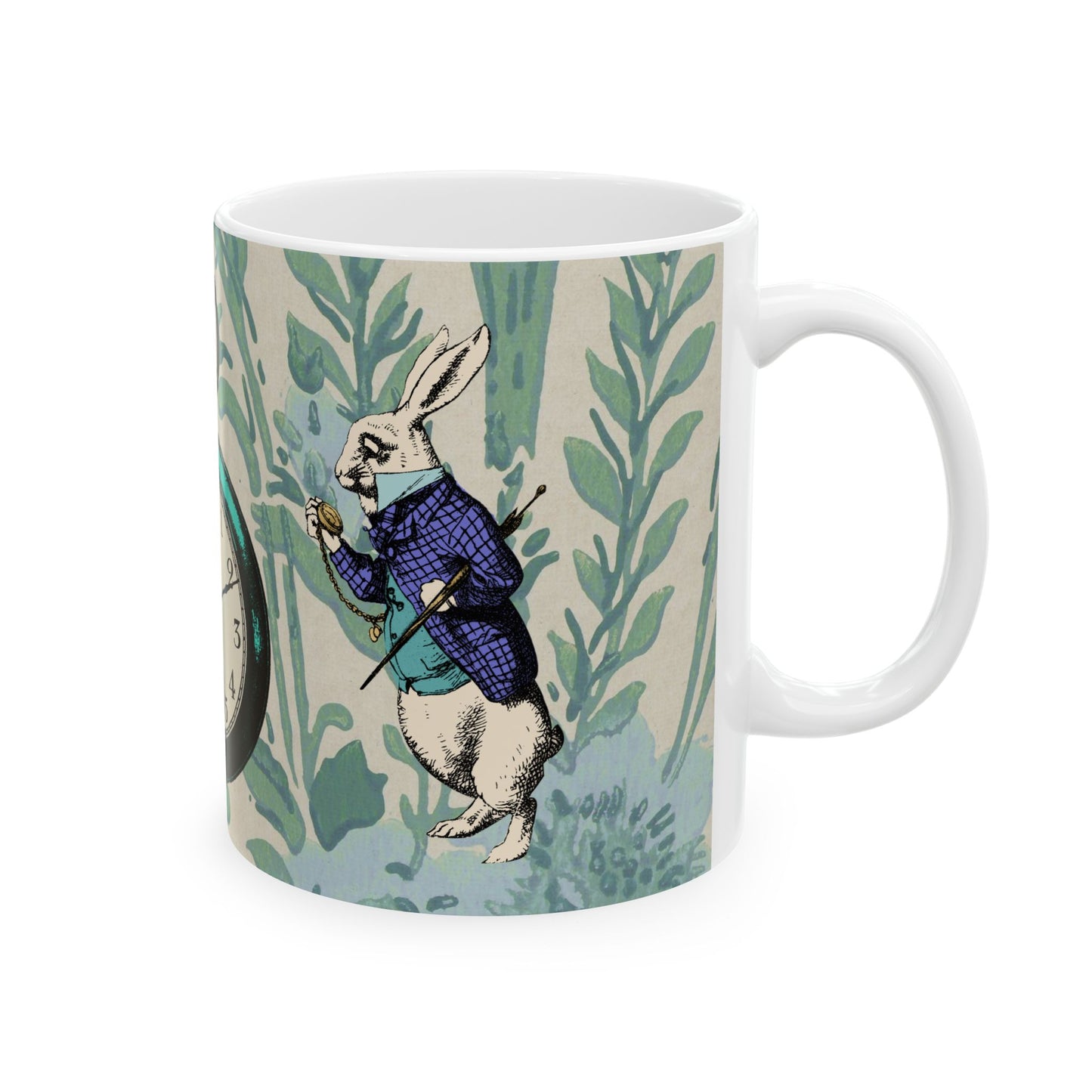 White Rabbit I'm Late Ceramic Coffee Mug 11oz Alice In Wonderland Art Mug 11oz