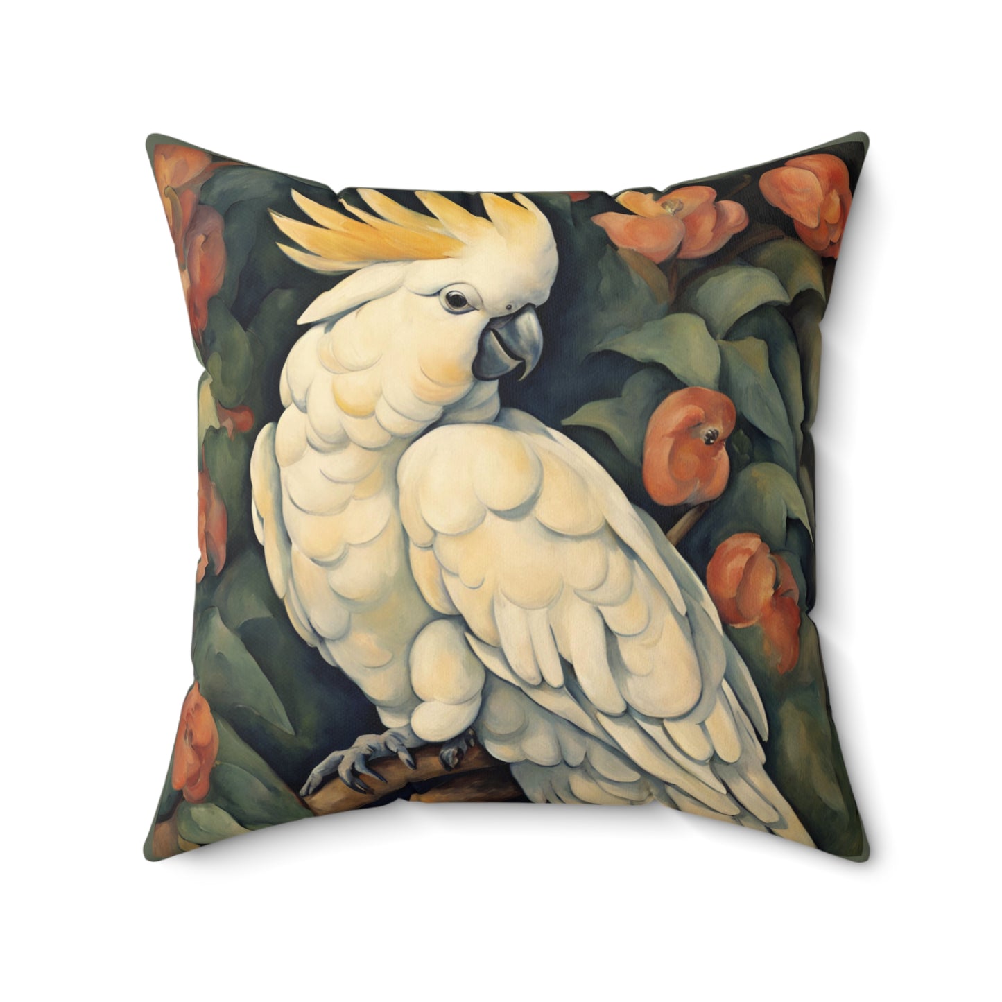 Cockatoo Art Faux Suede Square Throw Pillow for Couch Sofa Bed