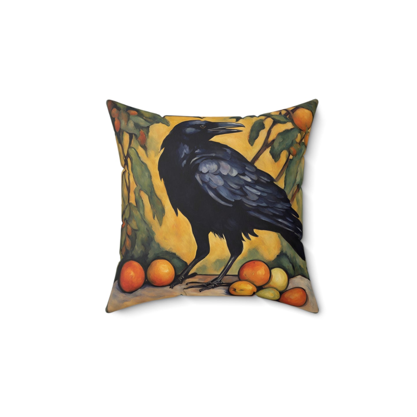 Crow Raven Art Faux Suede Square Throw Pillow for Couch Sofa Bed