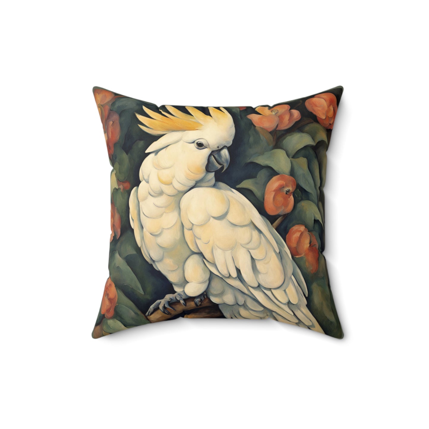 Cockatoo Art Faux Suede Square Throw Pillow for Couch Sofa Bed