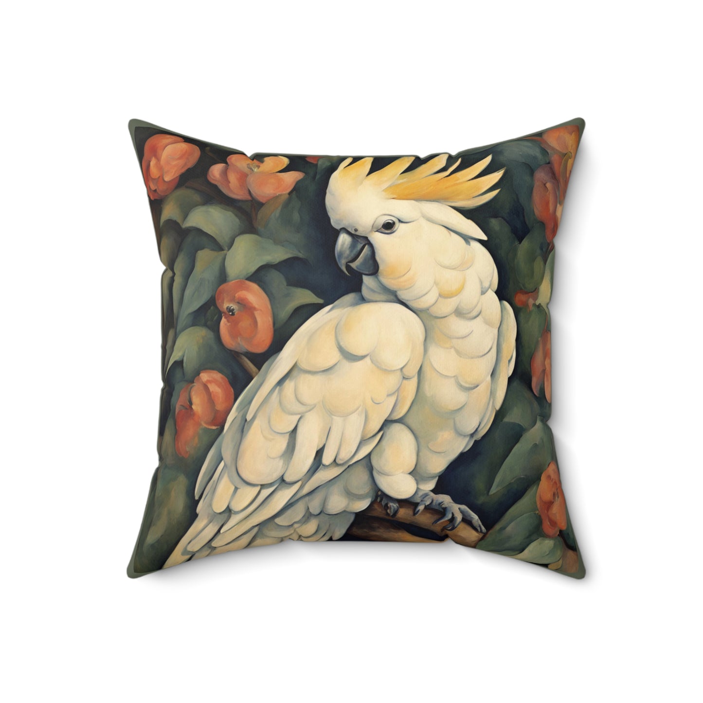Cockatoo Art Faux Suede Square Throw Pillow for Couch Sofa Bed