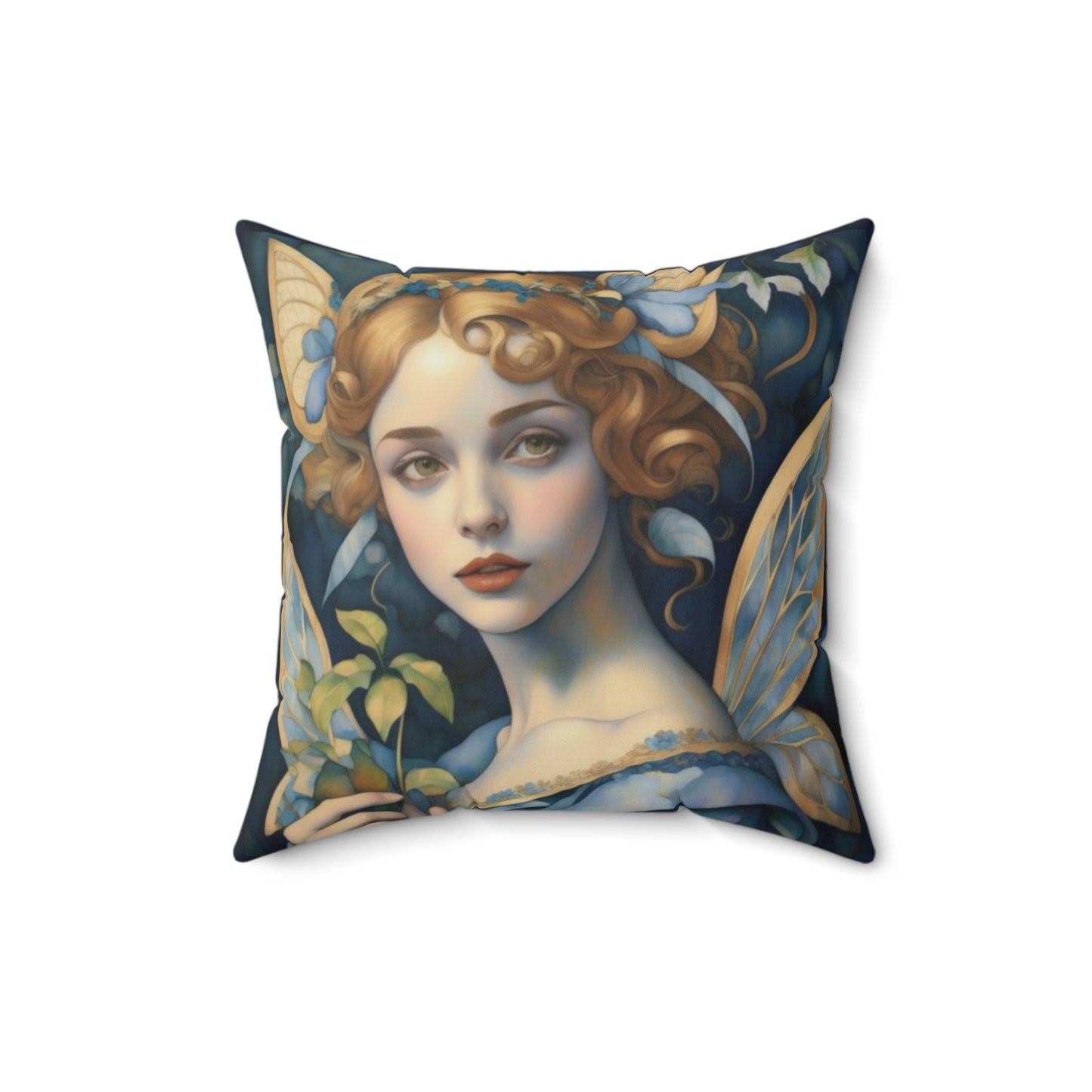 Blue Fairy Art Faux Suede Square Throw Pillow for Couch Sofa Bed