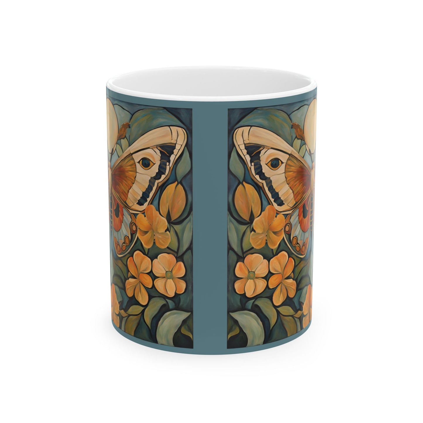 Moth Art Coffee Mug, Insect Lover Tea Cup, Nature Inspired Drinkware, Bug Enthusiast Gift, Unique Kitchen Decor, 11oz 15oz Ceramic Mug