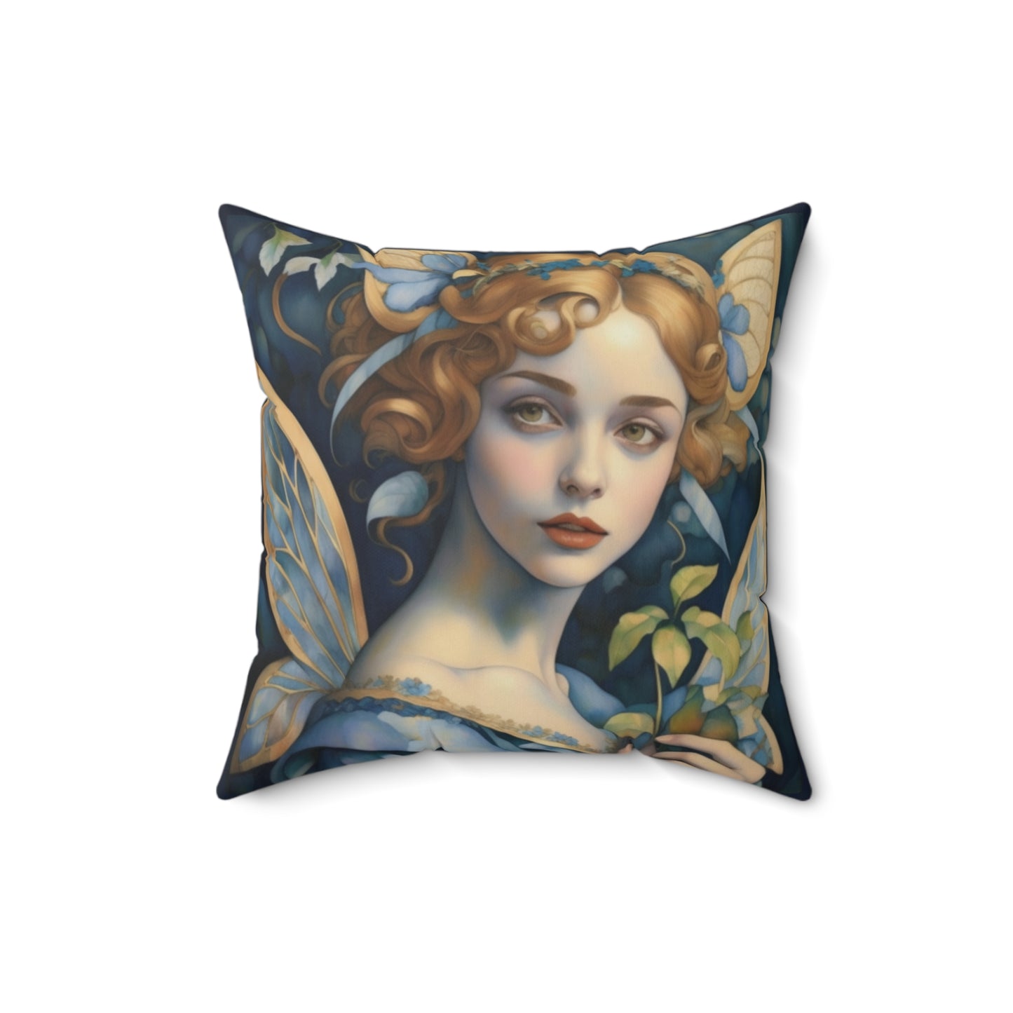 Blue Fairy Art Faux Suede Square Throw Pillow for Couch Sofa Bed