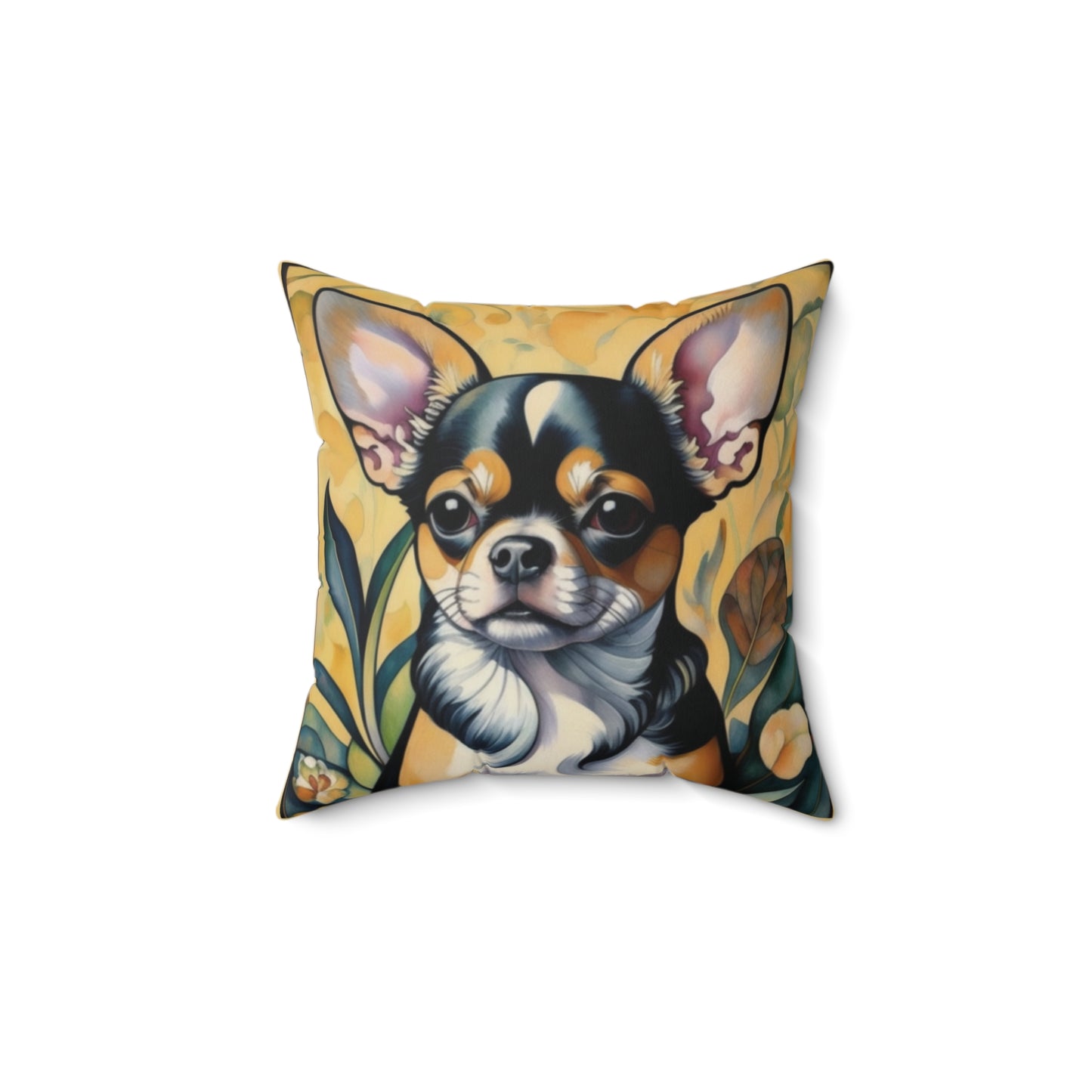 Chihuahua Dog Art Faux Suede Square Throw Pillow for Couch Sofa Bed