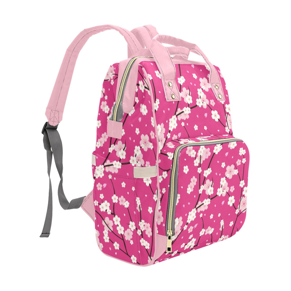 Cherry Blossoms Multi-Function Diaper Backpack Diaper Bag Diaper Backpack (1688)