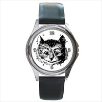 Cheshire Cat Face Watch Round Unisex Wristwatch