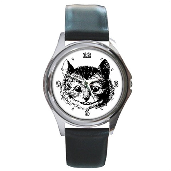 Cheshire Cat Face Watch Round Unisex Wristwatch