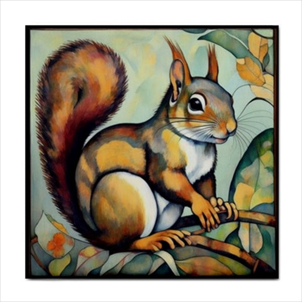 Squirrel Art Nouveau Ceramic Tile 4.25 Inches Ceramic Tile