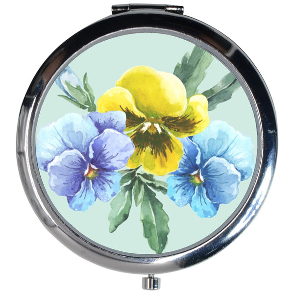 Pansies Flower Art Makeup Purse Mirror Compact