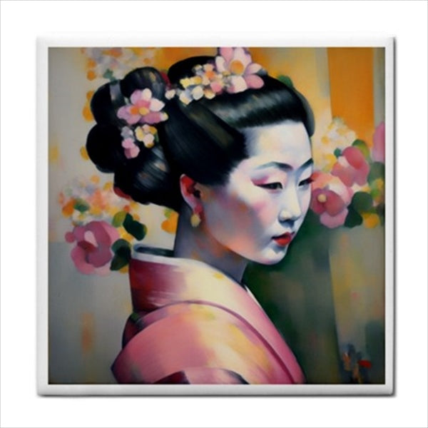 Pink Geisha Modern Japan Ceramic Tile Art Ceramic Tile