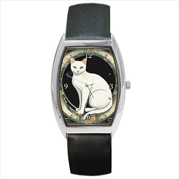 White Cat Art Nouveau Wrist Watch Unisex
