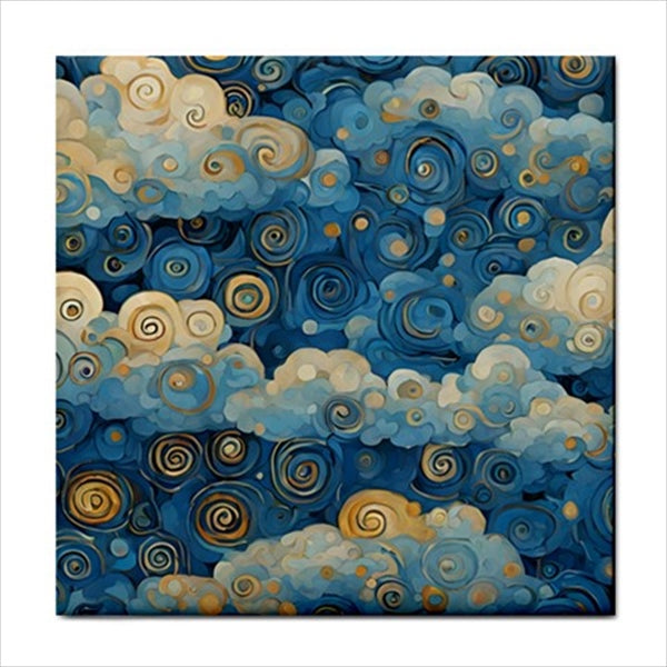Surreal Blue Cloudy Sky Ceramic Tile 4.25 Inches Ceramic Tile