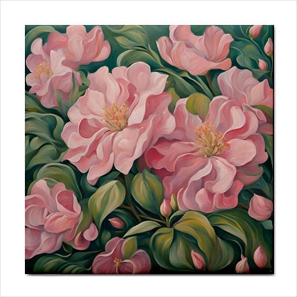 Pink Flowers Ceramic Tile 4.25 Inches Ceramic Tile