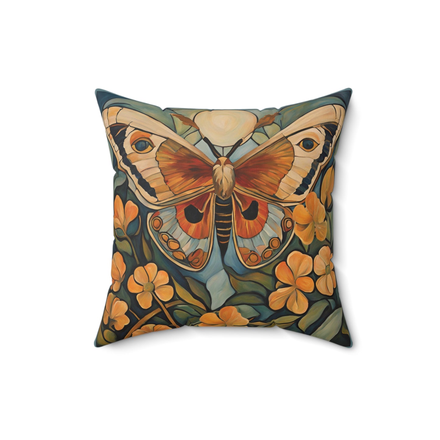 Moth Art Faux Suede Square Throw Pillow for Couch Sofa Bed