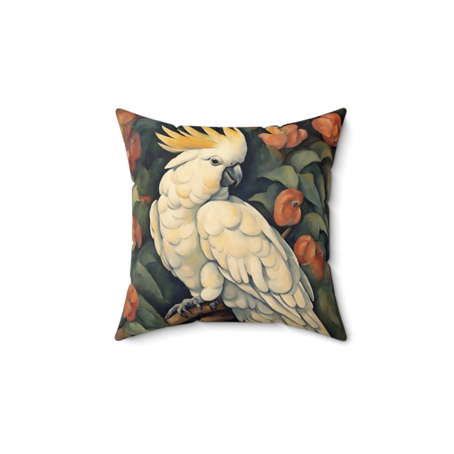 Cockatoo Art Faux Suede Square Throw Pillow for Couch Sofa Bed