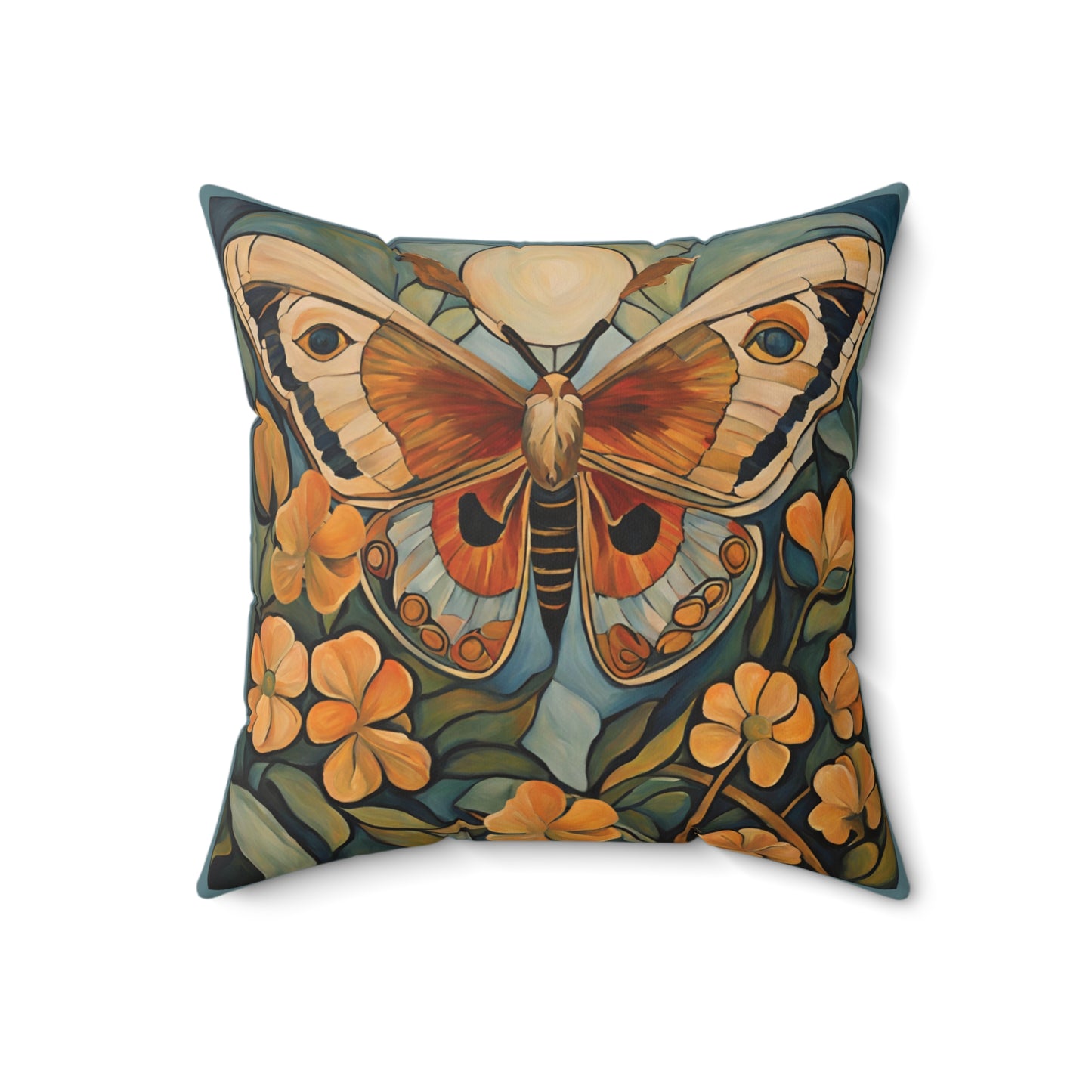 Moth Art Faux Suede Square Throw Pillow for Couch Sofa Bed