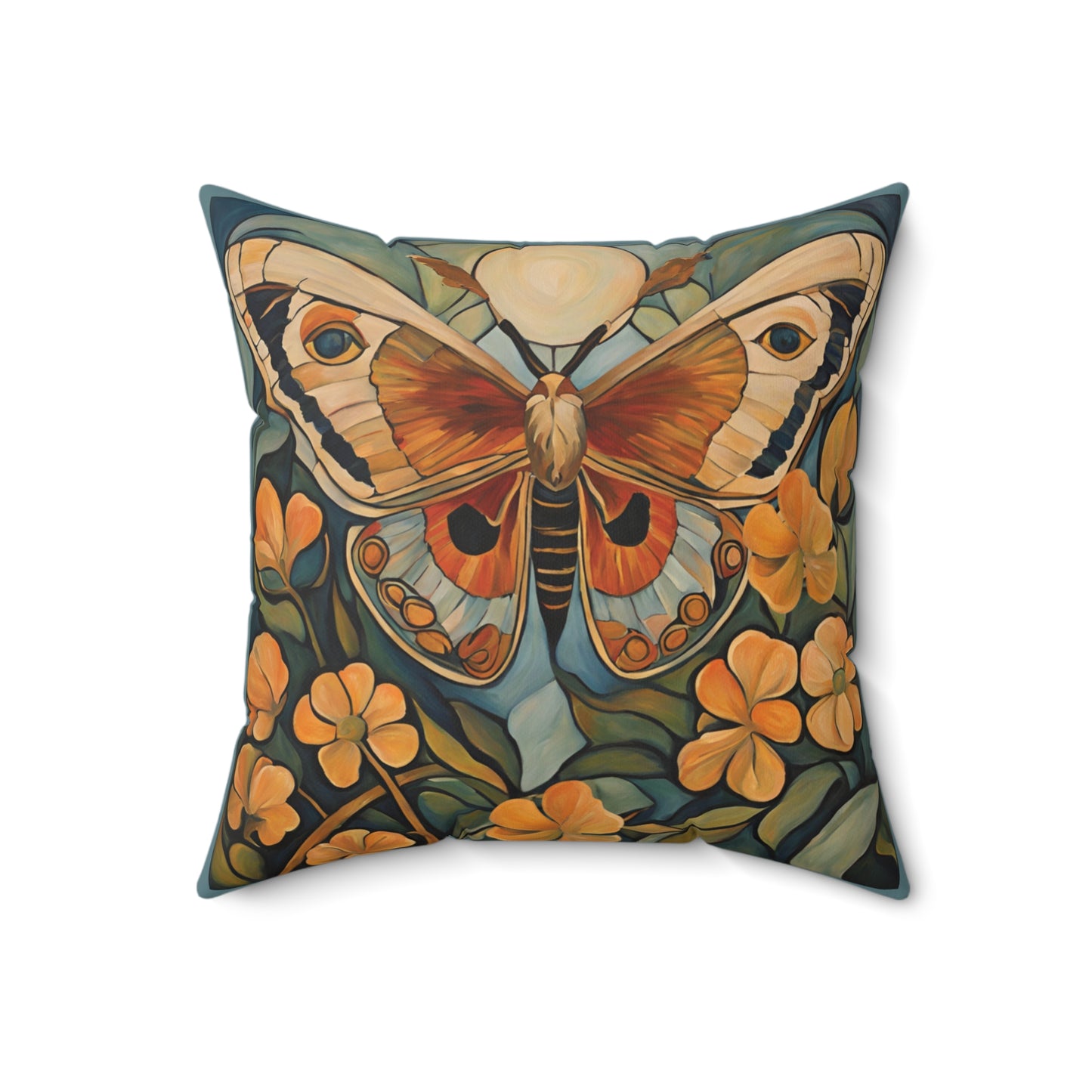 Moth Art Faux Suede Square Throw Pillow for Couch Sofa Bed