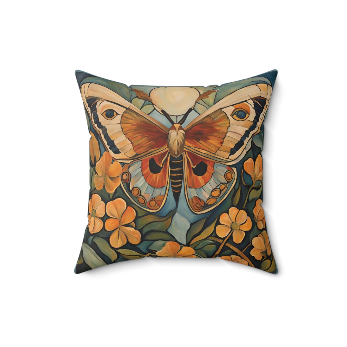 Moth Art Faux Suede Square Throw Pillow for Couch Sofa Bed