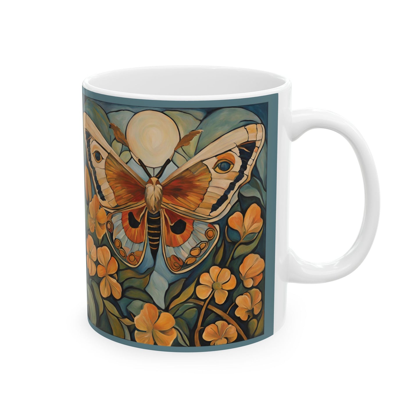 Moth Art Coffee Mug, Insect Lover Tea Cup, Nature Inspired Drinkware, Bug Enthusiast Gift, Unique Kitchen Decor, 11oz 15oz Ceramic Mug