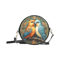 Lovebirds Art Sling Purse Round PU Leather