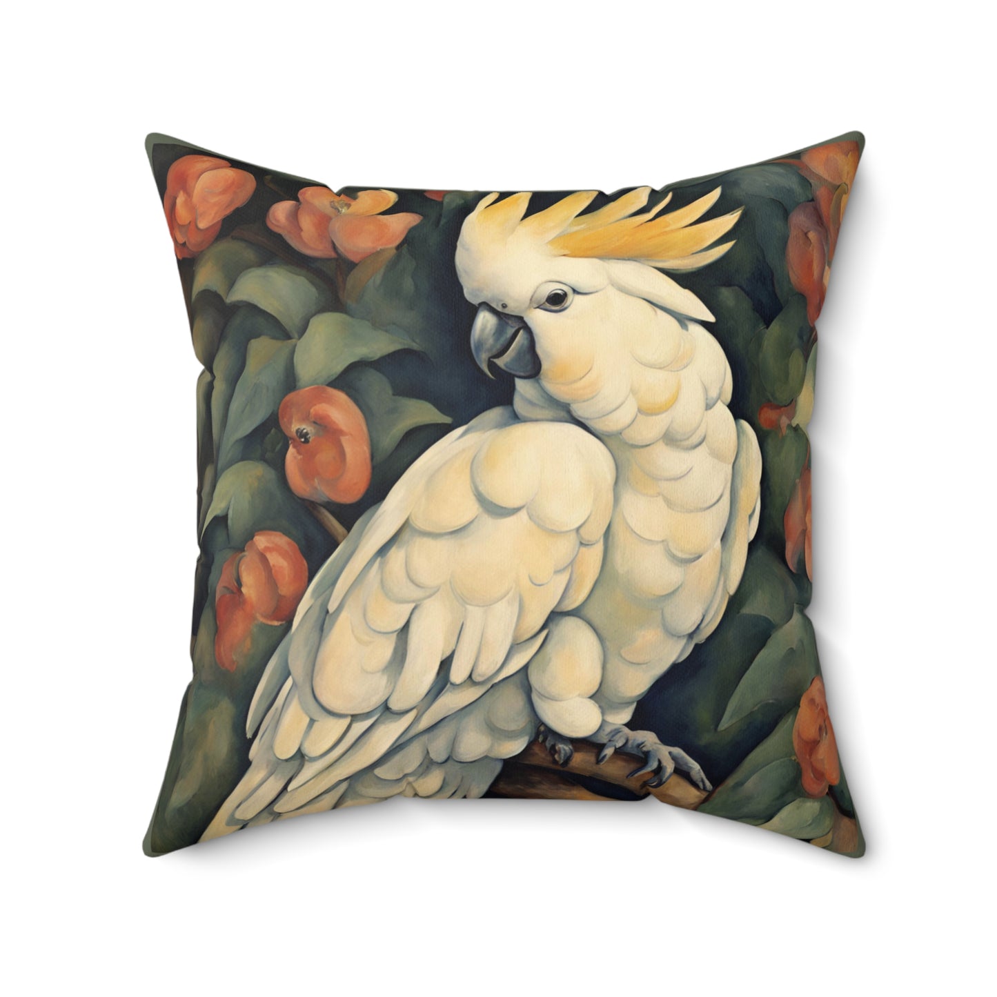 Cockatoo Art Faux Suede Square Throw Pillow for Couch Sofa Bed