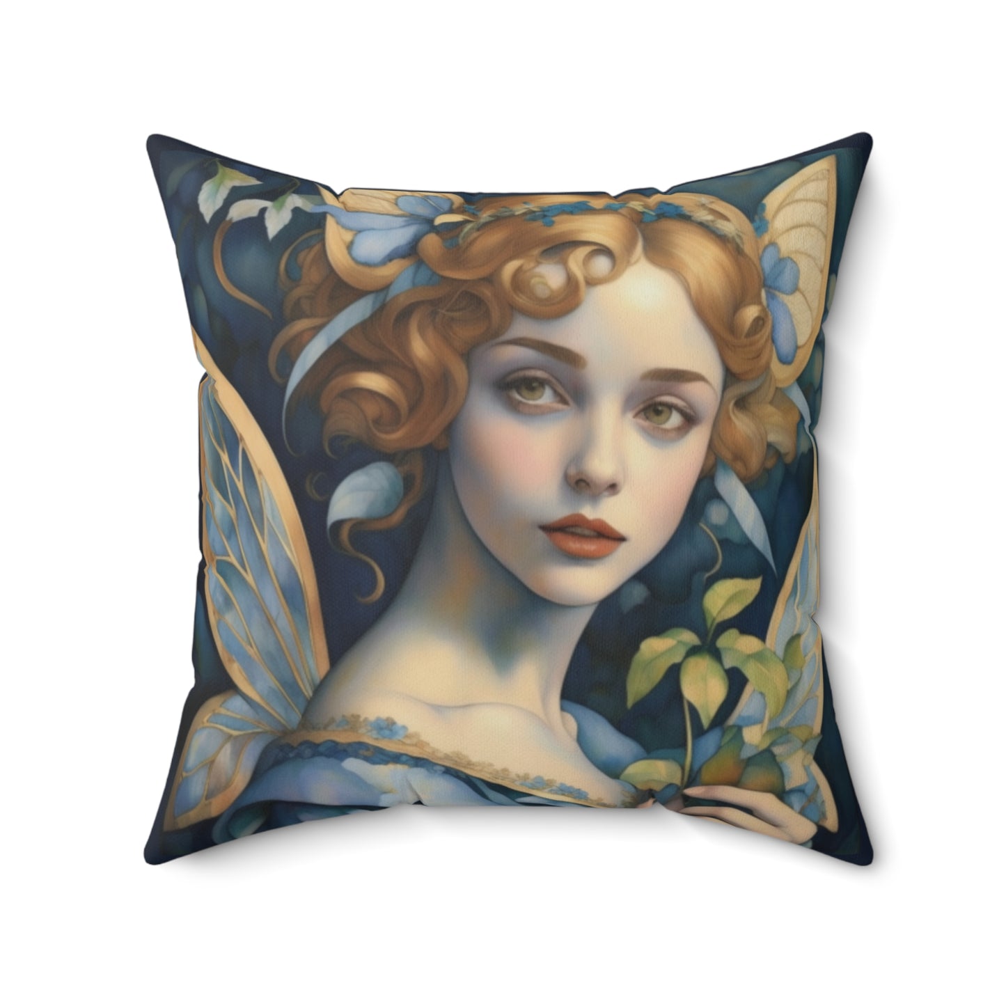 Blue Fairy Art Faux Suede Square Throw Pillow for Couch Sofa Bed
