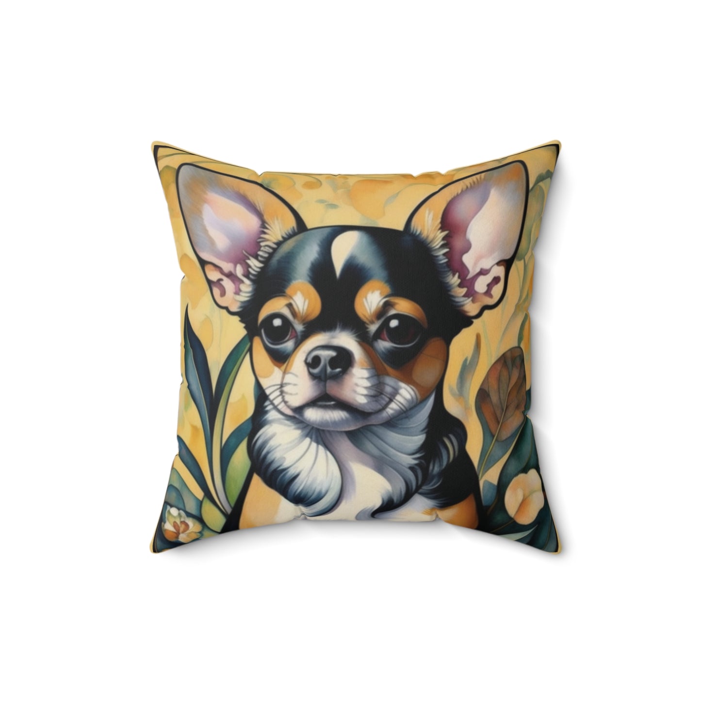Chihuahua Dog Art Faux Suede Square Throw Pillow for Couch Sofa Bed