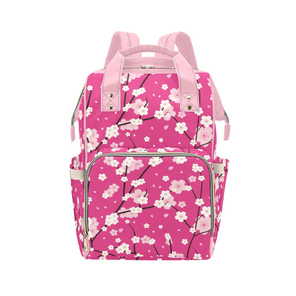 Cherry Blossoms Multi-Function Diaper Backpack Diaper Bag Diaper Backpack (1688) One Size