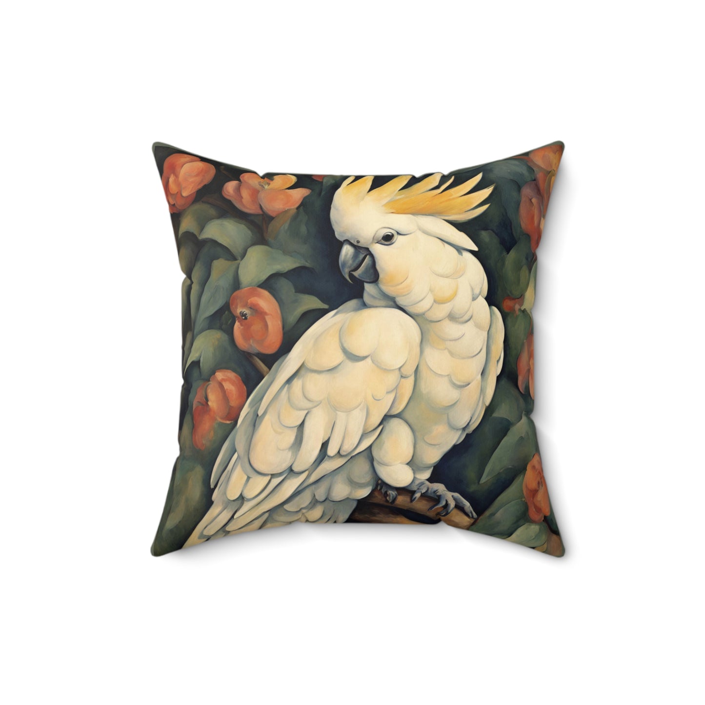 Cockatoo Art Faux Suede Square Throw Pillow for Couch Sofa Bed