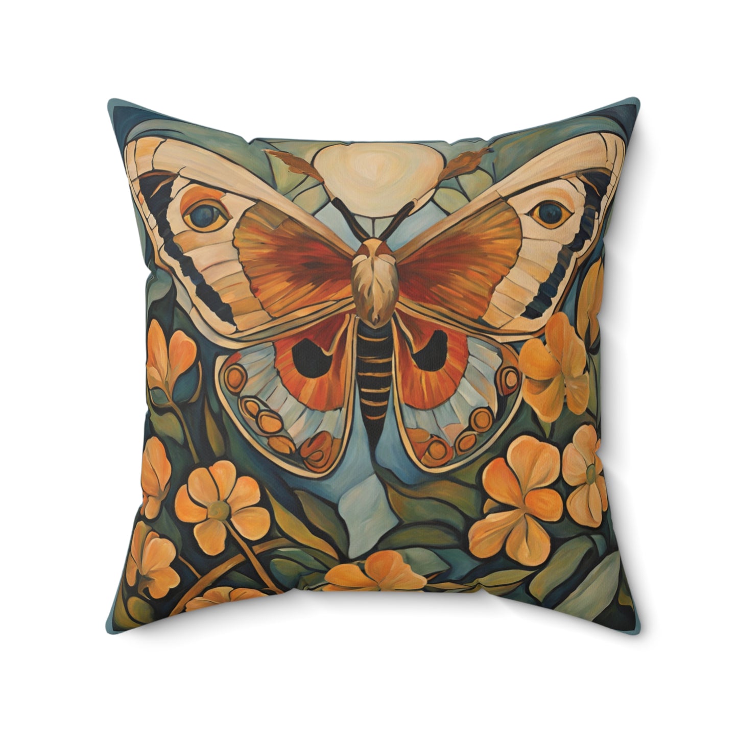 Moth Art Faux Suede Square Throw Pillow for Couch Sofa Bed