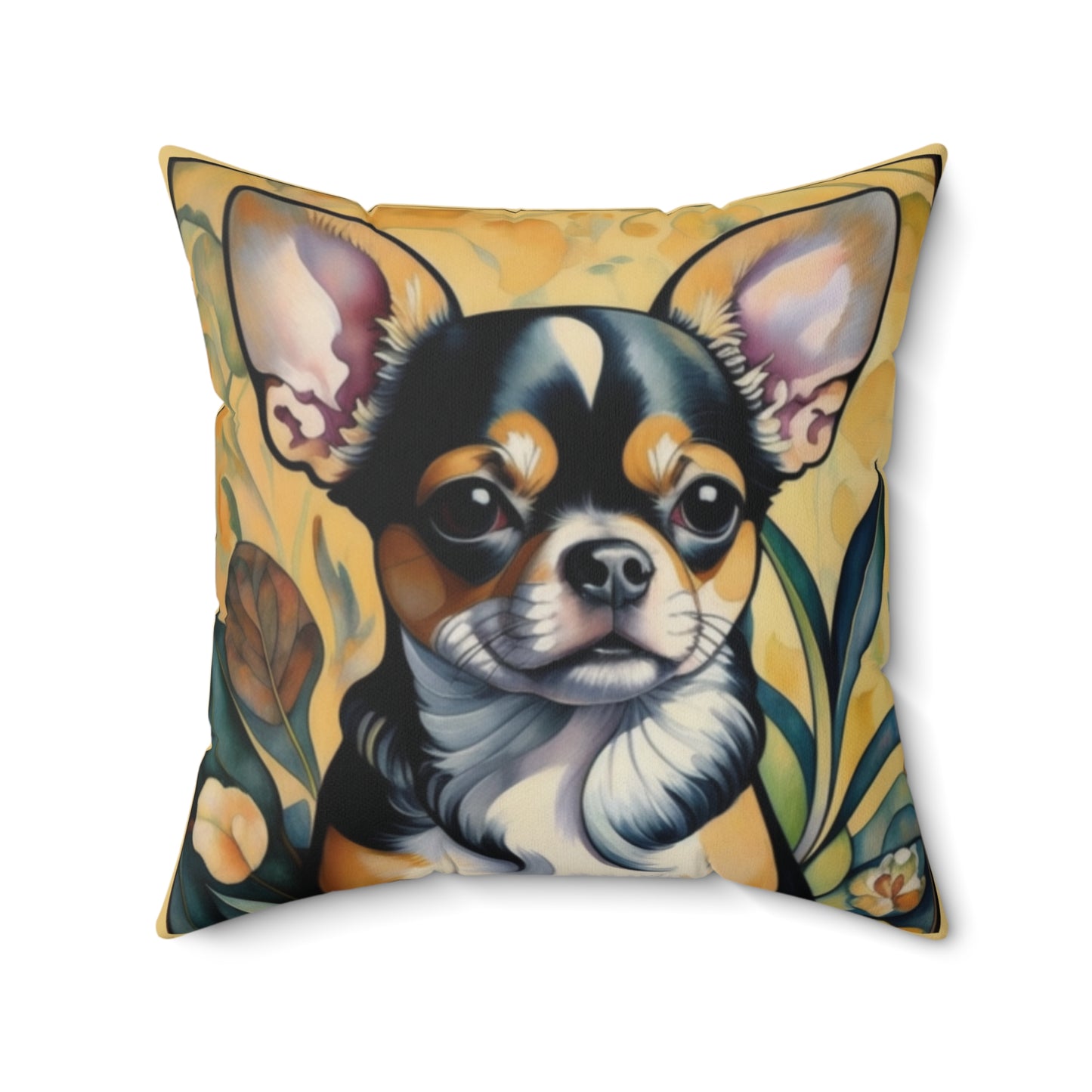Chihuahua Dog Art Faux Suede Square Throw Pillow for Couch Sofa Bed