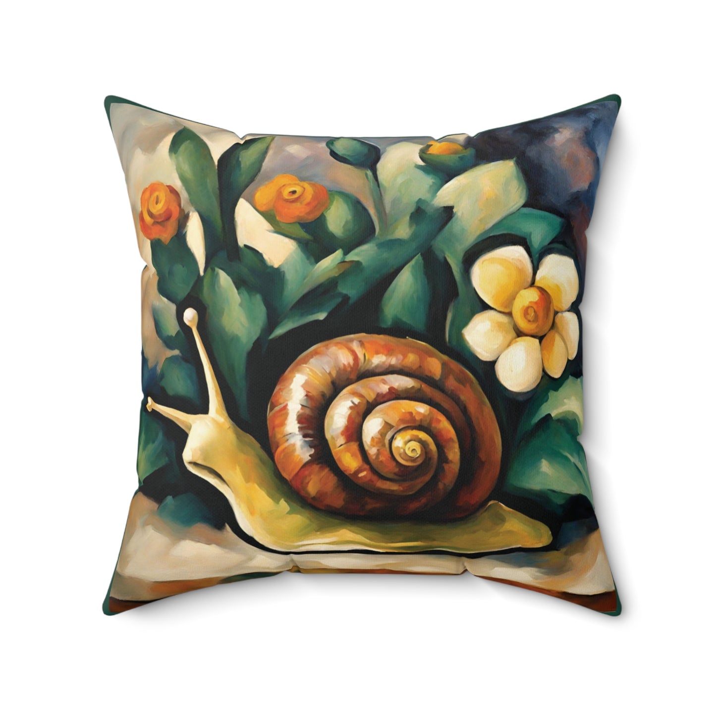 Snail Art Faux Suede Square Throw Pillow for Couch Sofa Bed