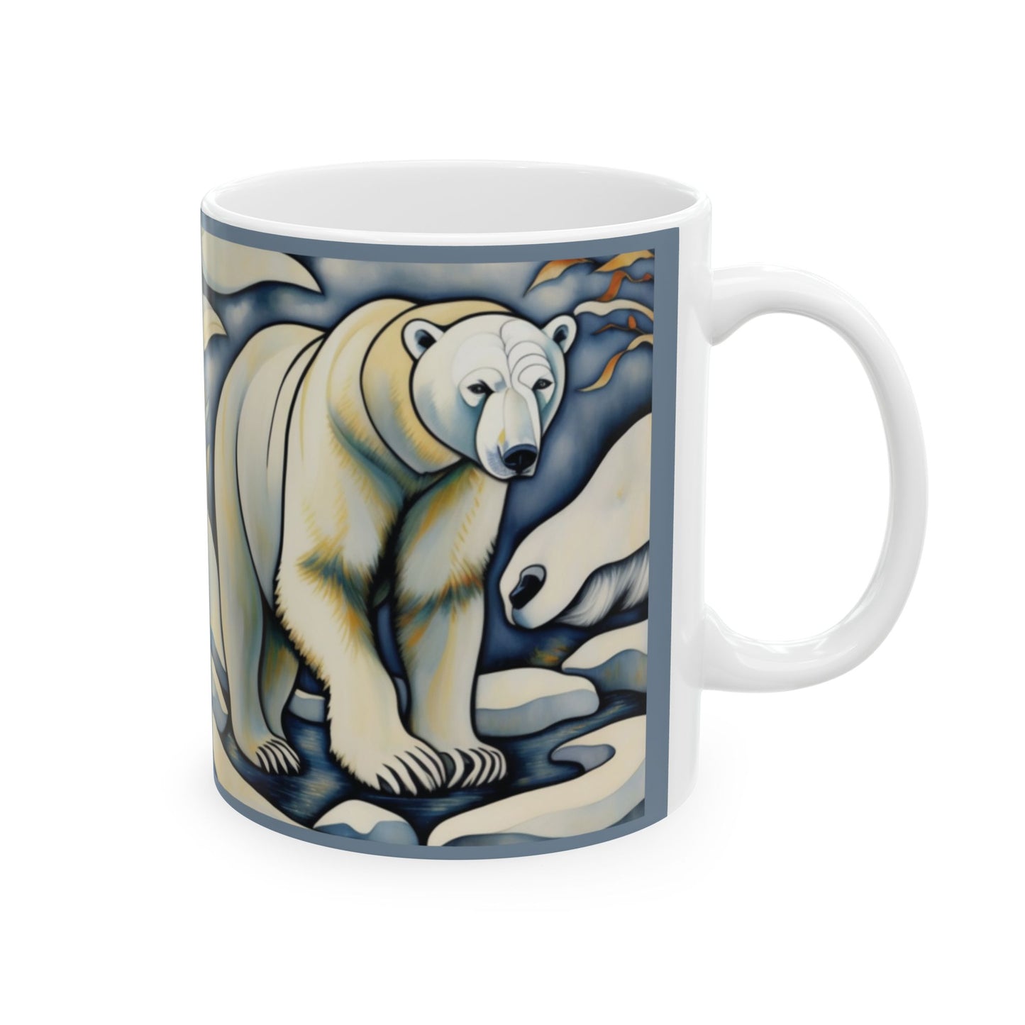 Polar Bear Ceramic Mug, Arctic Animal Coffee Cup, Wildlife Lover Gift, Nature Art Drinkware, Christmas Stocking Stuffer, Hot Cocoa Lover