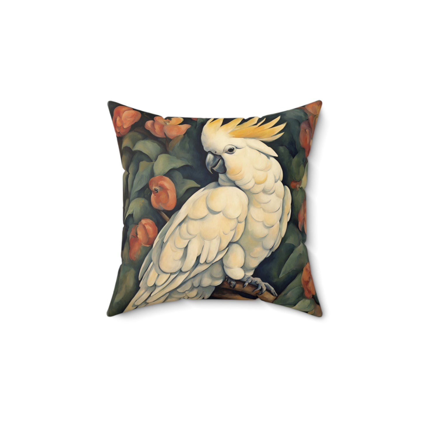 Cockatoo Art Faux Suede Square Throw Pillow for Couch Sofa Bed