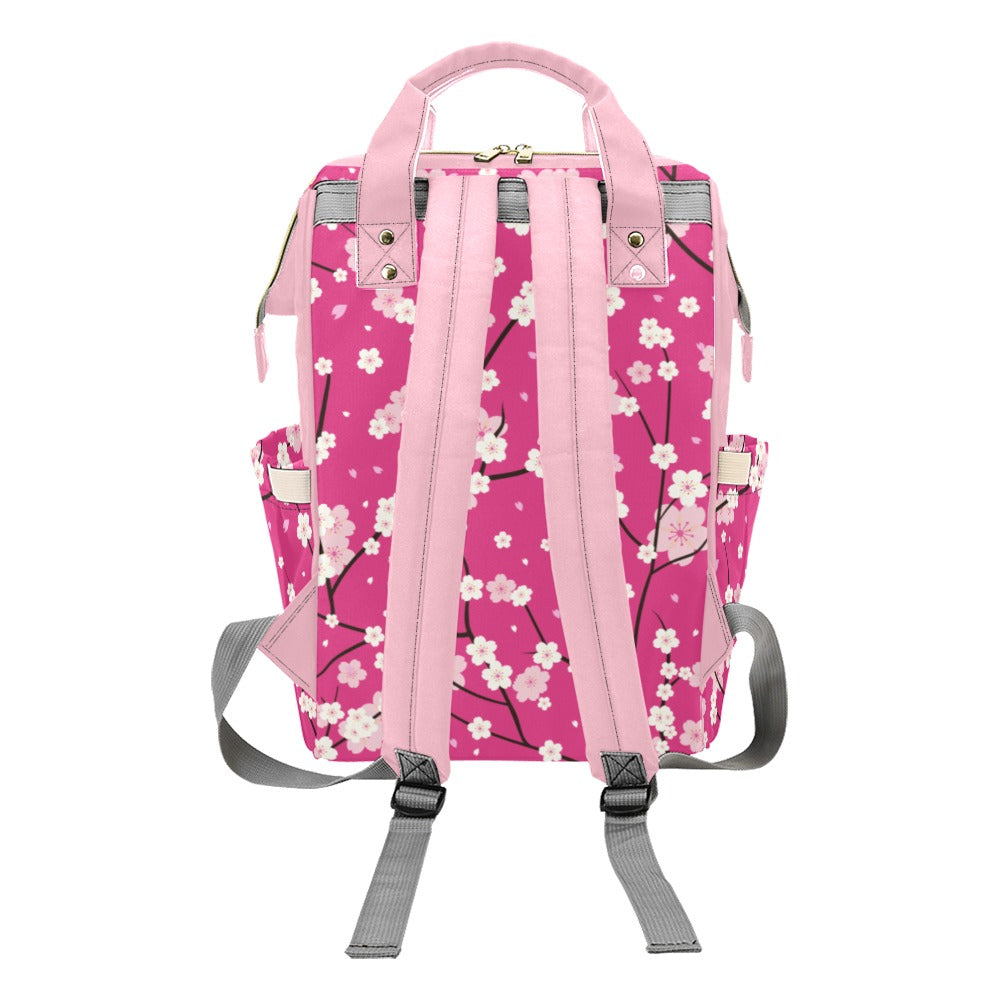 Cherry Blossoms Multi-Function Diaper Backpack Diaper Bag Diaper Backpack (1688)