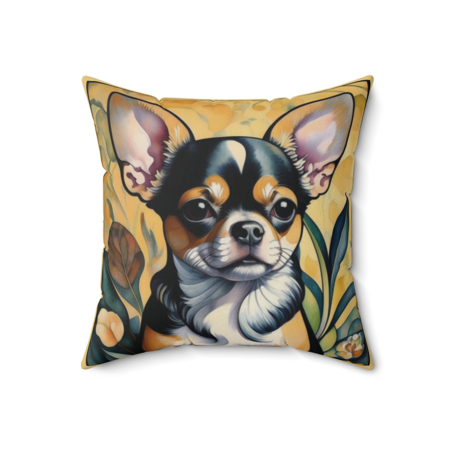 Chihuahua Dog Art Faux Suede Square Throw Pillow for Couch Sofa Bed