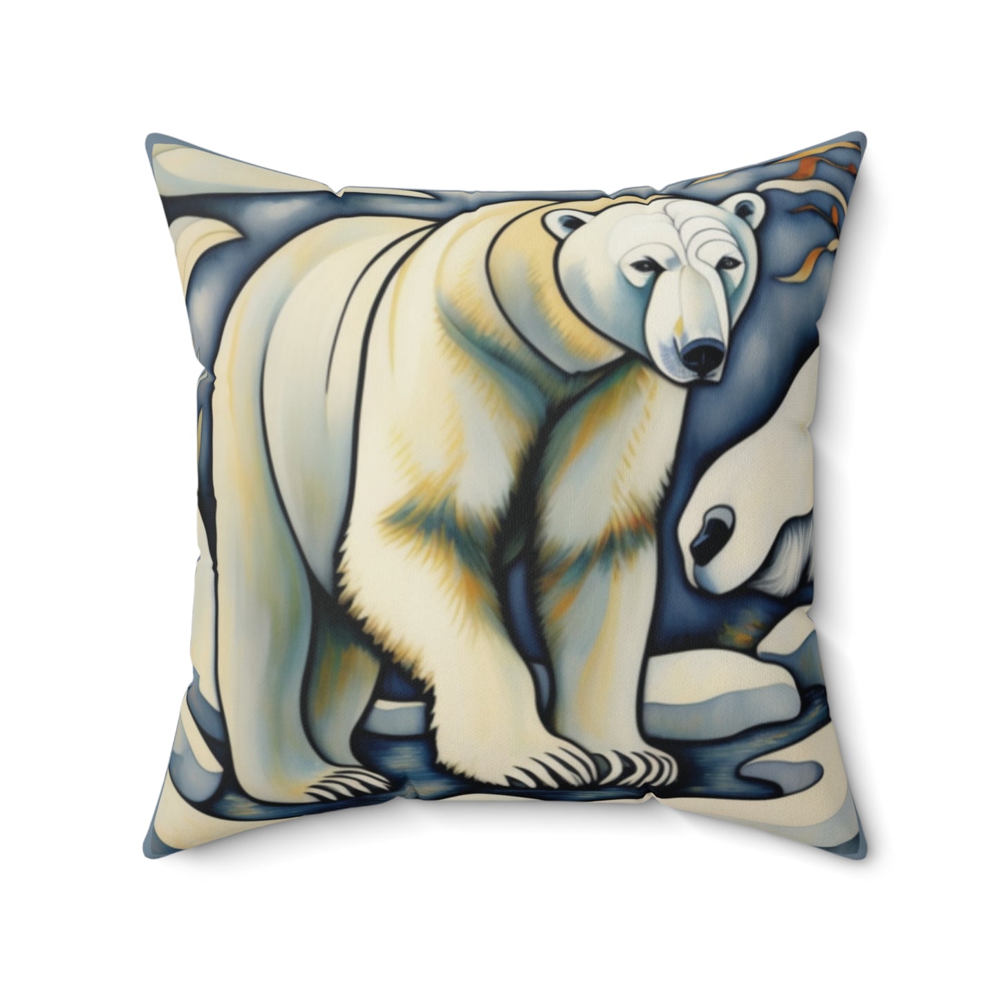 Polar Art Faux Suede Square Throw Pillow for Couch Sofa Bed