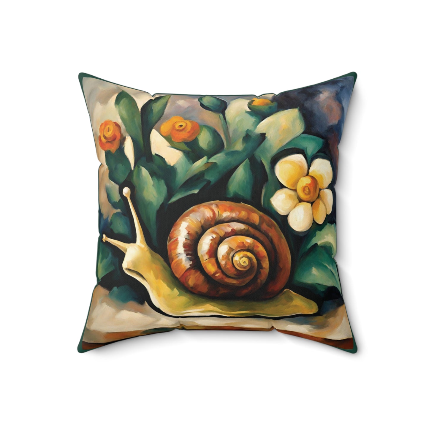 Snail Art Faux Suede Square Throw Pillow for Couch Sofa Bed