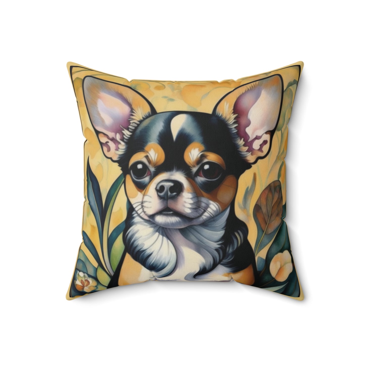 Chihuahua Dog Art Faux Suede Square Throw Pillow for Couch Sofa Bed