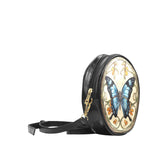 Art Nouveau Purse Blue Butterfly Round PU Leather