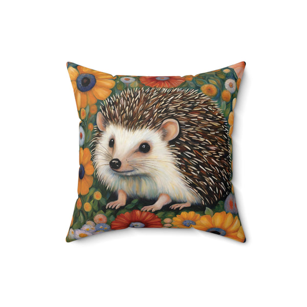 Hedgehog Throw Pillow Faux Suede 16x16 Inches Home Decor