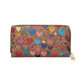 Graffiti Hearts Colorful Ladies Wallet For Vacation Travel Faux Leather Zipper