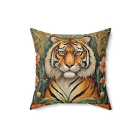 Tiger Throw Pillow Faux Suede 16x16 Inches Art Nouveau Decor