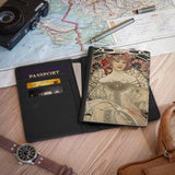 Art Nouveau Passport Cover Travel ID Holder Alphonse Mucha
