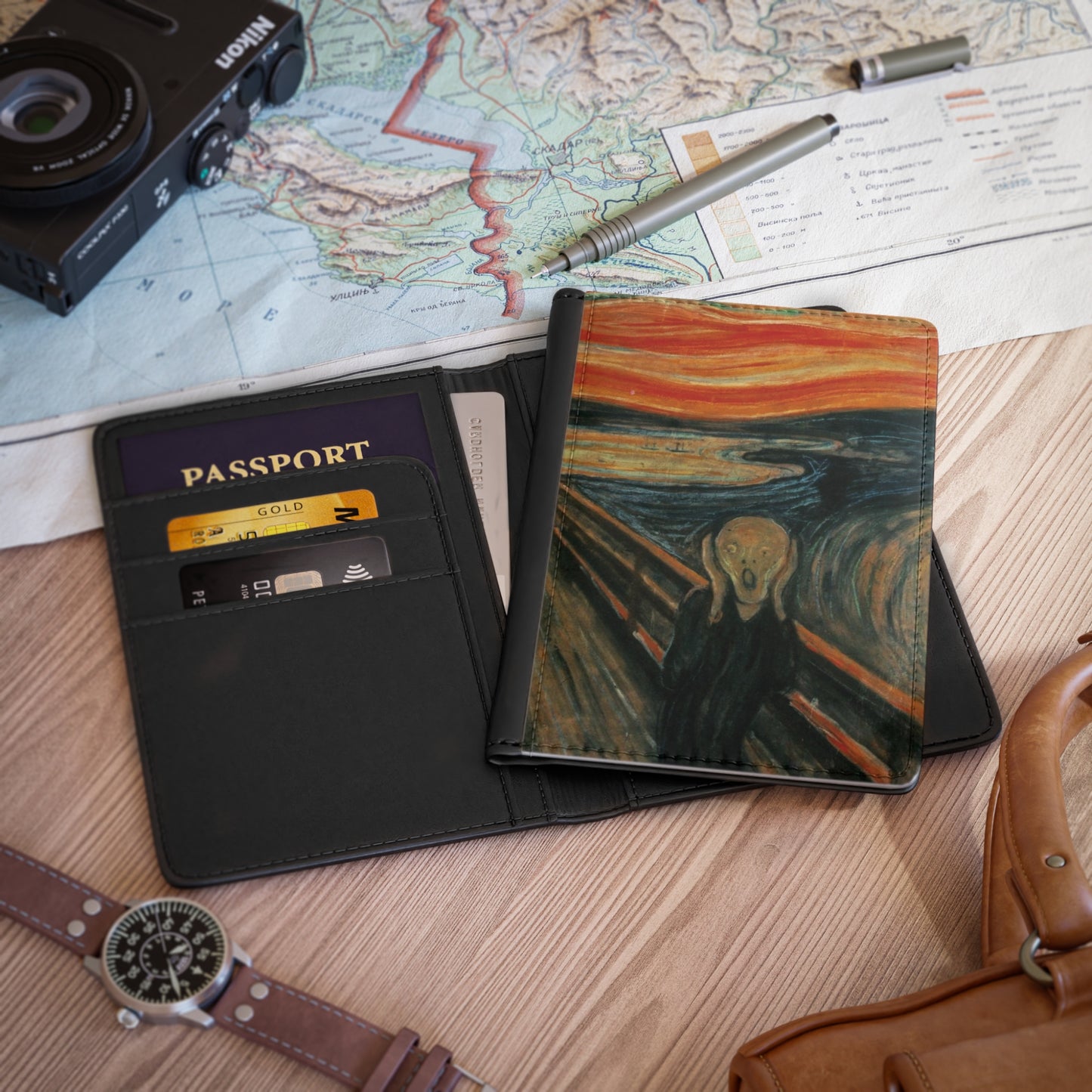The Scream Passport Cover Travel ID Holder Handbag & Wallet Accessories